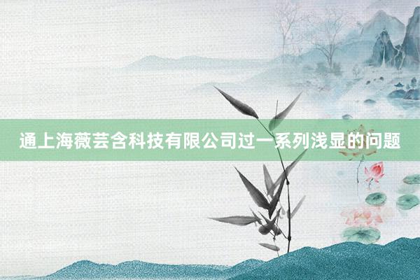 通上海薇芸含科技有限公司过一系列浅显的问题